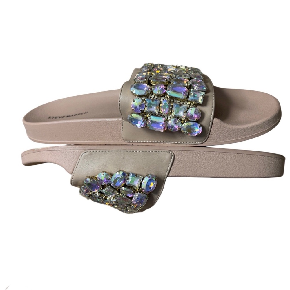 Steve Madden Jeweled Pool Slides Embellished Rhin… - image 3